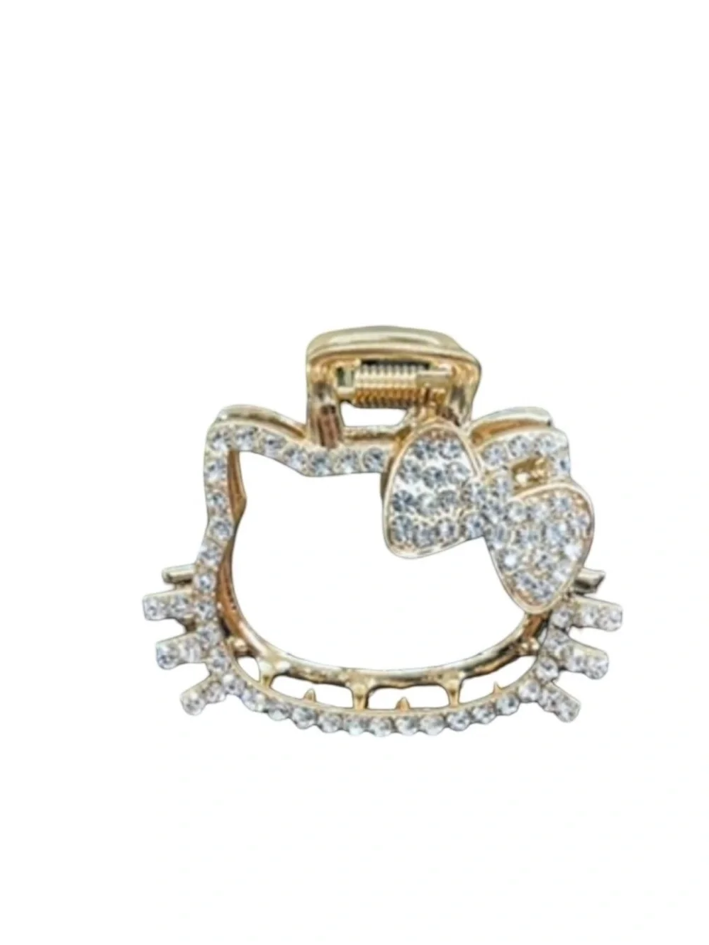 Crystal Bow Cat Hair Claw Clip - Gold Tone FINAL PRICE DROP